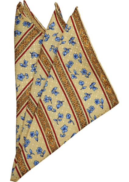Sarı Motif Baskılı İpek Mendil SPS424