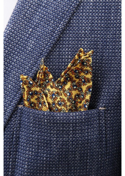 Sarı Motif Baskılı İpek Mendil SPS431