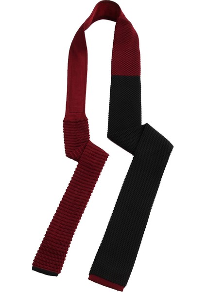 Siyah - Bordo Düz Örgü Kravat ÖR8272