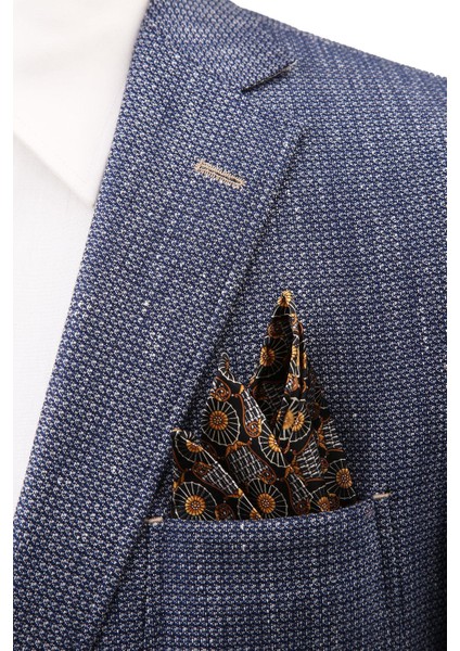 Siyah Motif Baskılı İpek Mendil SPS380