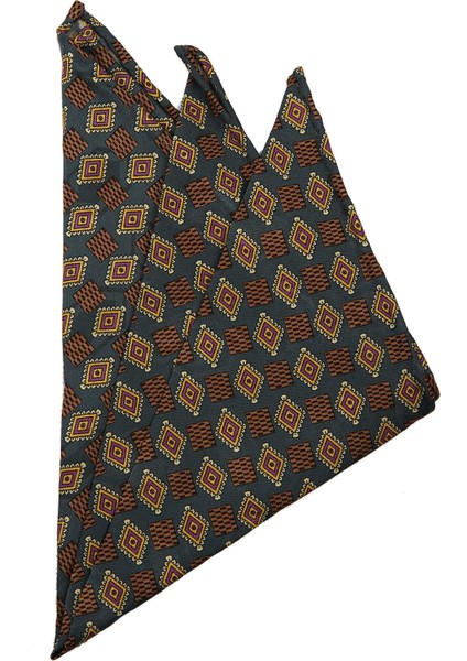 Yeşil Motif Baskılı İpek Mendil SPS349