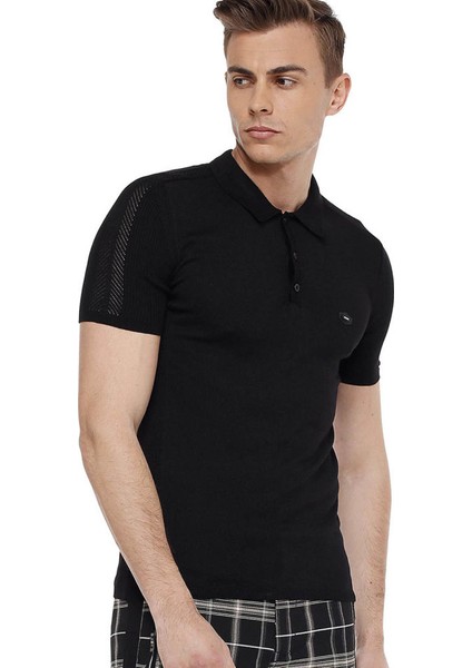 Cipo&Baxx CT517 Polo Yaka Slim Fit Siyah Erkek Triko T-Shirt