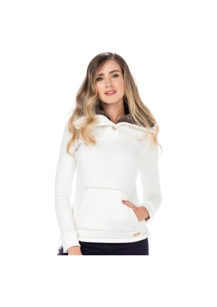 Cipo&Baxx WL188 Çift Kat Yakalı Düz Siyah Cepli Kadın Sweatshirt