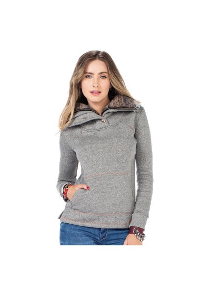 Cipo&Baxx WL188 Çift Kat Yakalı Düz Siyah Cepli Kadın Sweatshirt