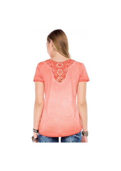 Cipo&Baxx WT223 Yazı Baskılı Parlak Taşlı Kahverengi Kadın T-Shirt indirimleri