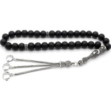 Takıhan 925 Ayar Gümüş Püsküllü Ayyıldız Model Onix Taşlı Tesbih Th856