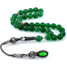 Takıhan 1000 Ayar Kazaz Gümüş Püsküllü Fasetli Akik Taşı Tesbih Th915