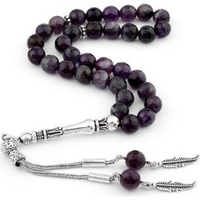 Takıhan 925 Ayar Gümüş Fasetalı Kesim Ametist Taşı Tesbih Th627