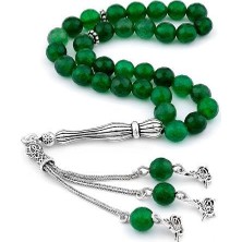 Takıhan 925 Ayar Gümüş Tuğra Motifli Fasetalı Kesim Akik Taşı Tesbih Th630