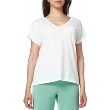 Mumu Beyaz V Yaka Basic T-Shirt