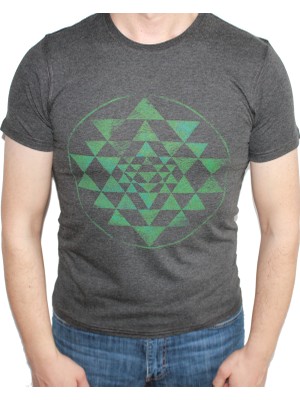 Mumu Triangles Antrasit Bisiklet Yaka Erkek T-Shirt