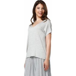 Gri V Yaka Basic T-Shirt