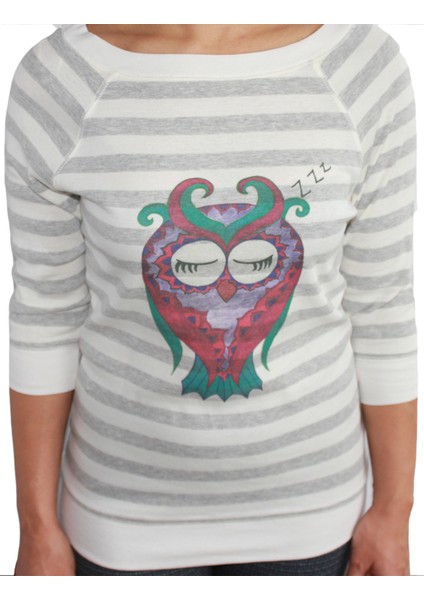 Sleeping Owl - Soydan Aydoğdu Tasarımı Crop Top Kadın Bluz