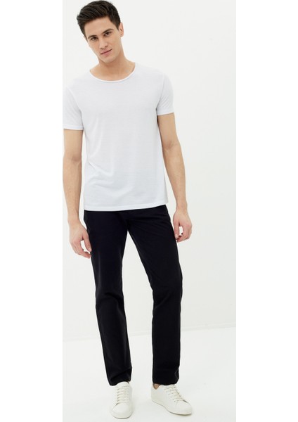 Erkek Medium Rise Pantolon Siyah