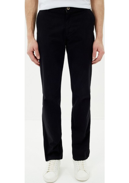 Erkek Medium Rise Pantolon Siyah