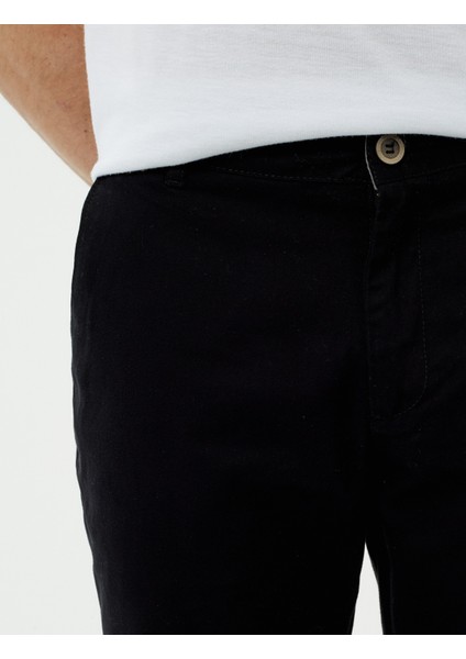 Erkek Medium Rise Pantolon Siyah