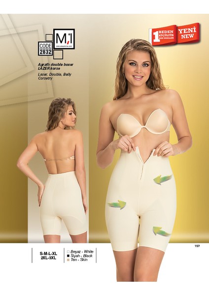 Agraflı Double Boxer Lazer Korse - 2832