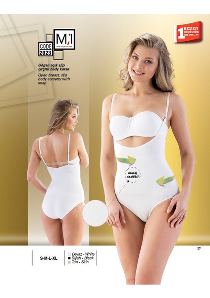 Göğsü Açık Masaj Özellikli Çıtçıtlı Body Korse - 2023