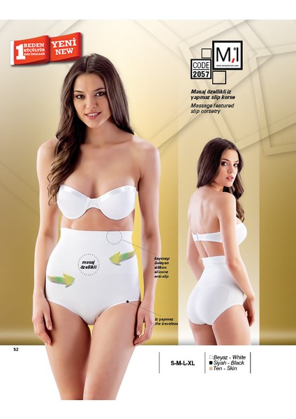 Masaj Özellikli Silikonlu Slip Korse - 2057