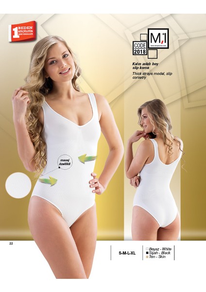 Masaj Özellikli Kalın Askılı Boy Slip Korse - 2018