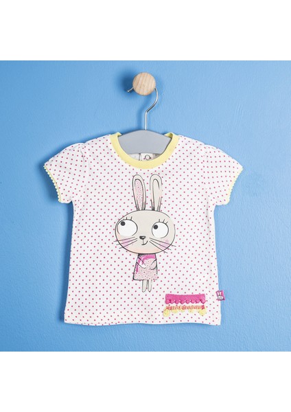 Kız Bebek Kısa Kol T-Shirt Ekru