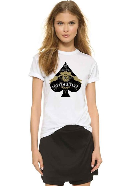 Black Spade Motorcycle Bayan Tshirt