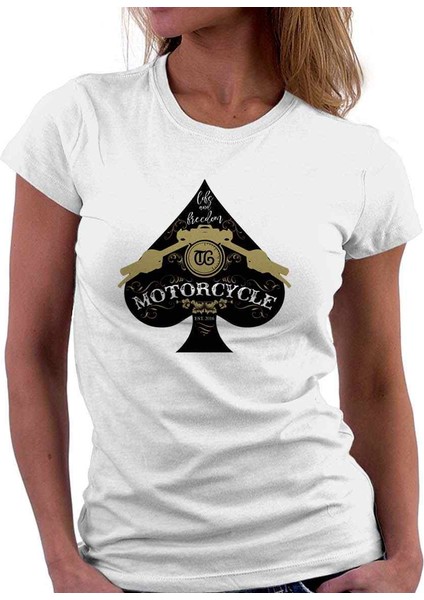 Black Spade Motorcycle Bayan Tshirt