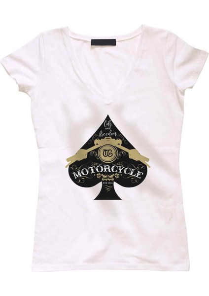 Black Spade Motorcycle Bayan Tshirt