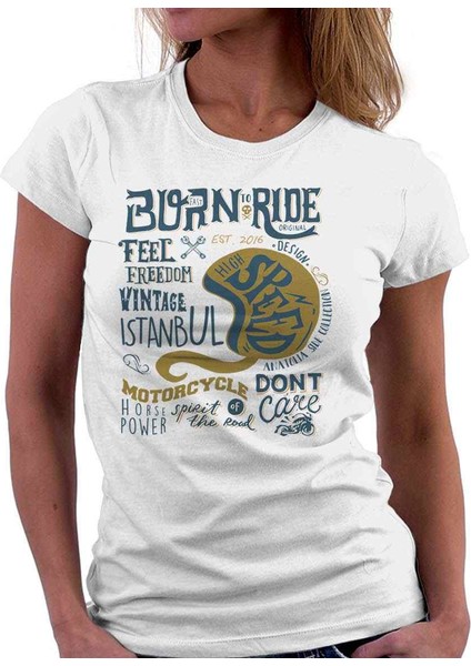 Born To Ride Siyah Bayan Tshirt