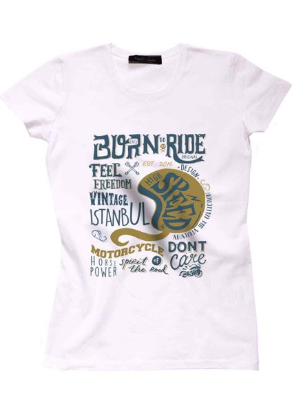 Born To Ride Siyah Bayan Tshirt