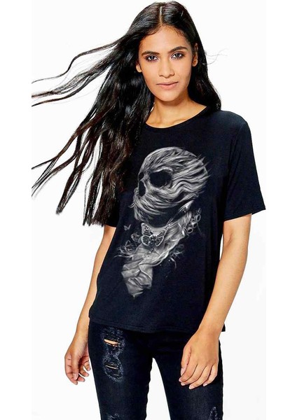 Kont Wolf Skull Bayan Tshirt