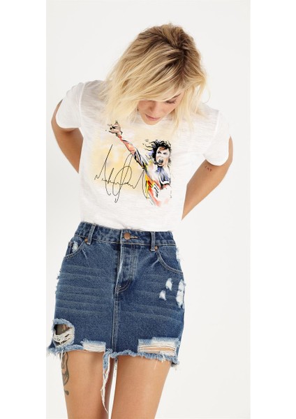 Michael Jackson Watercolor Effect Bayan Tshirt