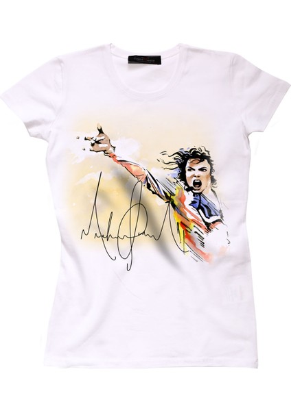 Michael Jackson Watercolor Effect Bayan Tshirt