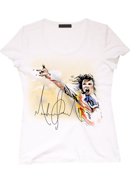 Michael Jackson Watercolor Effect Bayan Tshirt