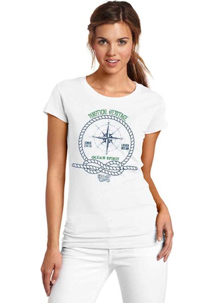 Nautical Heritage Ocean Sprit Bayan Tshirt
