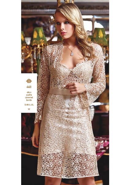 443 Çeyizlik İpek Saten Dantelli Altılı Set