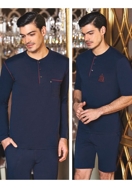 94 Çeyizlik Penyeye Penye Dörtlü Erkek Pijama Takımı fırsatları