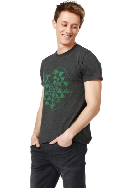 Triangles Antrasit Bisiklet Yaka Erkek T-Shirt