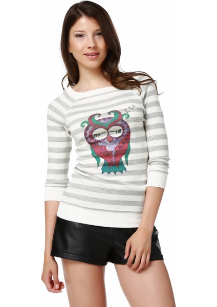 Sleeping Owl - Soydan Aydoğdu Tasarımı Crop Top Kadın Bluz