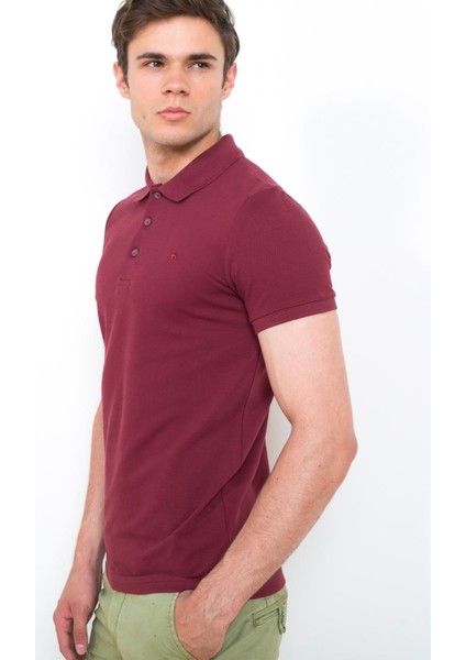 Polo Yaka Slim Fit ErkekT-Shirt Vişne 4613 fiyatları