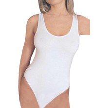 İmer Kadın Beyaz Kalın Askılı Modal Çıtçıtlı Body 9252