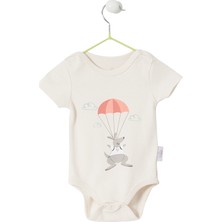 Kırmızı Kanguru Bebek Organik Kısa Kollu Omuz Çıtçıtlı Kız Çocuk Body