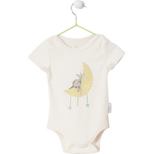 Kırmızı Kanguru Bebek Organik Kısa Kollu Omuz Çıtçıtlı Kız Çocuk Body
