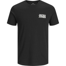 Jack & Jones Erkek Casual T-Shirt Kısa Kol Siyah Günlük Stil Grafik Desenli