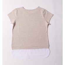 Toontoy Kids Kız Çocuk Tunik Pullu Yıldız Nakışlı Kahve Melanj