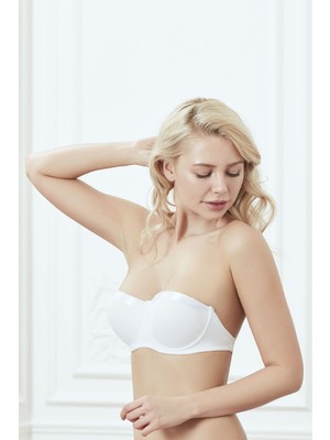 Anıl 3578 Kadın Balenli Sırtı Desteksiz Dolgusuz Dekolte Sütyen