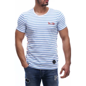 Erkek Yandan Bağcıklı Saks Mavisi Tişört 2567
