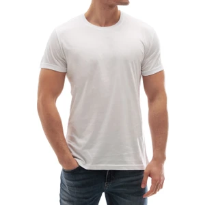 Erkek Bisiklet Yaka Basic Tişört Beyaz 3006