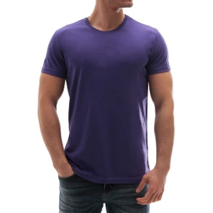 Erkek Bisiklet Yaka Basic Tişört Mor 3006