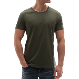 Erkek Bisiklet Yaka Basic Tişört Haki 3006